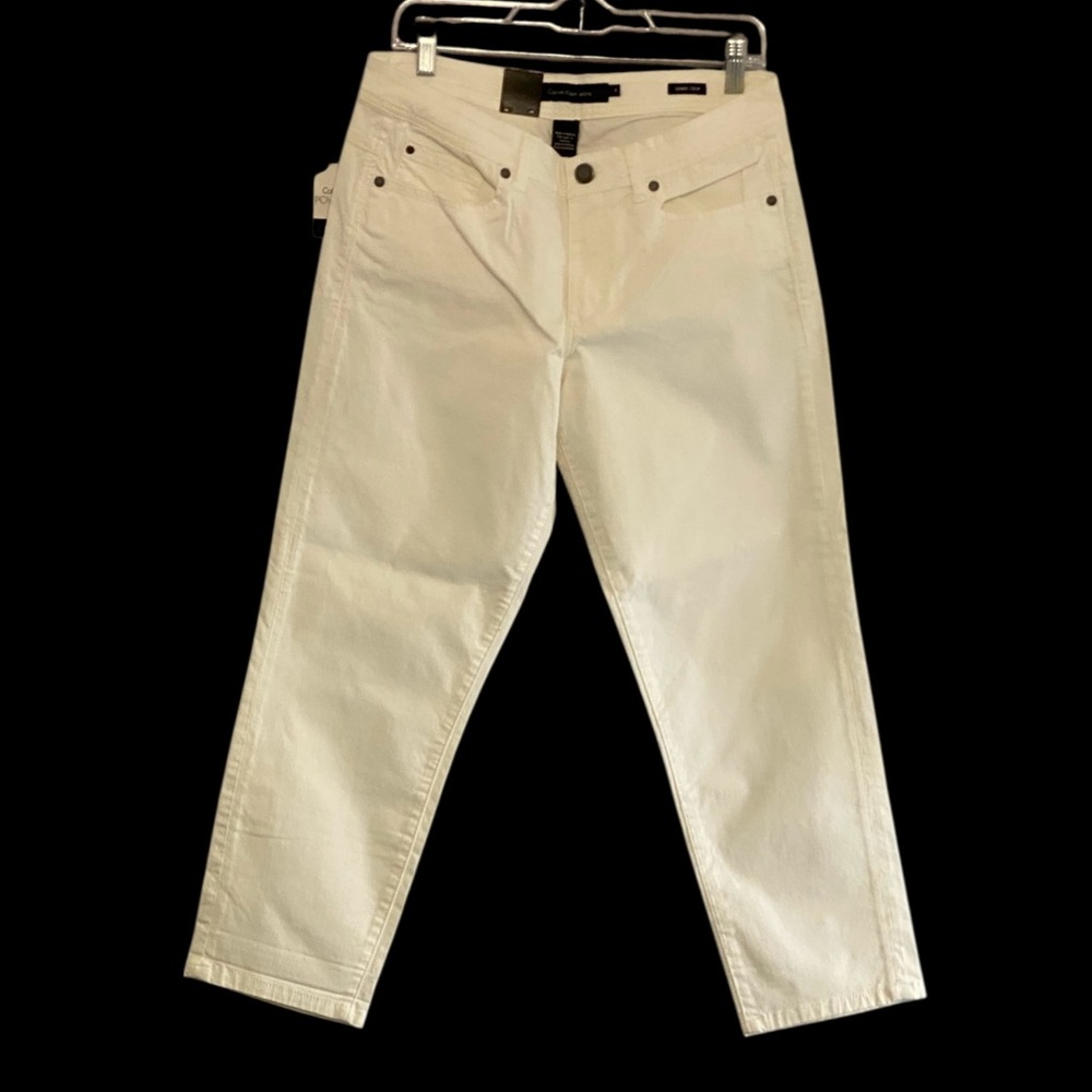 Calvin Klein Skinny Crop Stretch White Jeans 12 NWT
